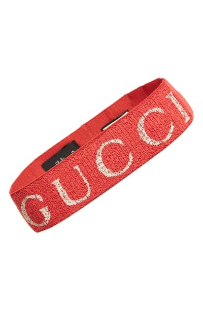 Shop Gucci Teban Logo Headband In Red