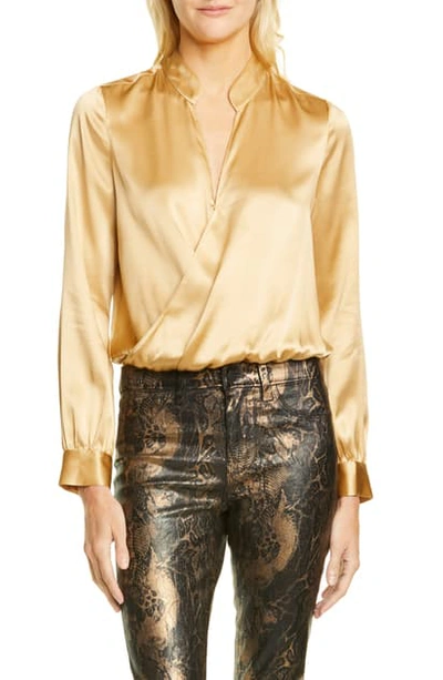 Shop L Agence Marcella Silk Charmeuse Bodysuit In Trench