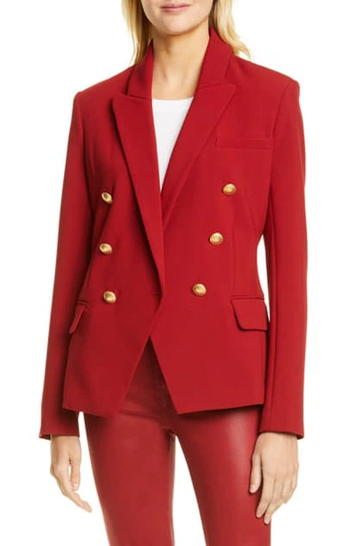 Shop L Agence Kenzie Double Breasted Blazer In Redstone