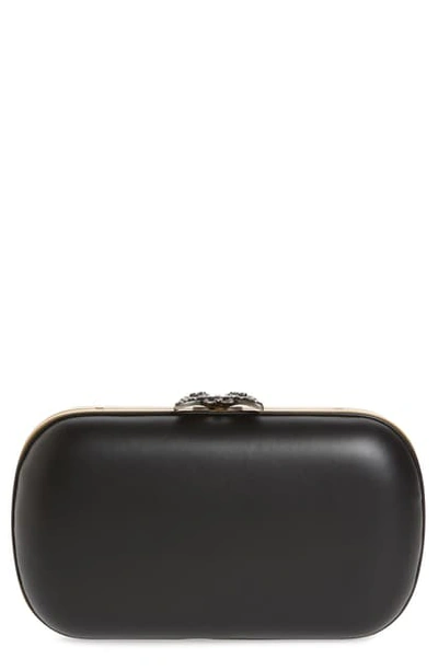 Shop Gucci Leather Minaudiere In Black/ Crystal