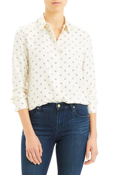 Shop Theory Dot Triangle Silk Shirt In Parchment Multi