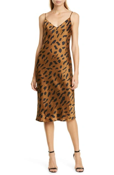 Shop L Agence Jodie Cheetah Print Silk Slipdress In Camel/ Black Animal