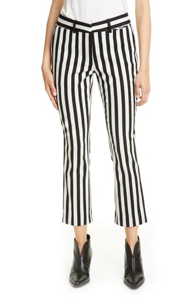Shop Frame Perfect Stripe Crop Trousers In Noir Stripe