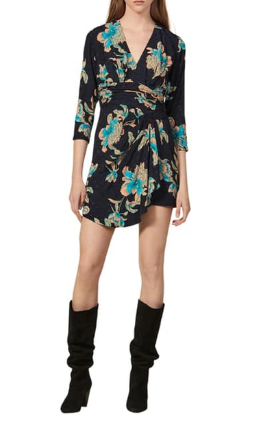 Shop Sandro Bruni Floral Print Minidress In Black