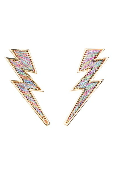 Shop Mignonne Gavigan Lightning Bolt Earrings In Multi/ Gold
