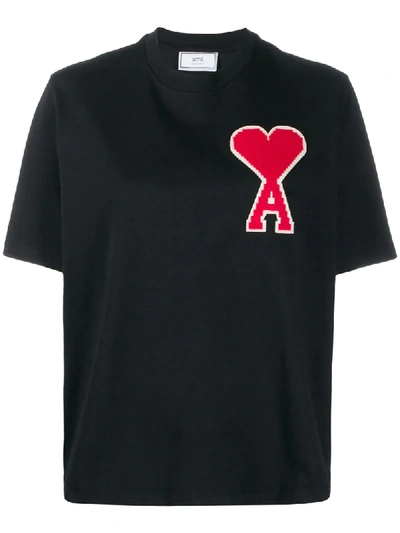 Shop Ami Alexandre Mattiussi Ami Coeur Appliqué T-shirt In Black