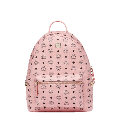 Pre-owned Mcm Stark Backpack Visetos Side Studs Medium Soft Pink
