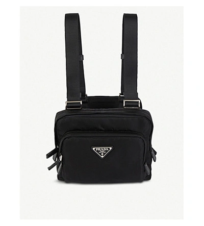 Shop Prada Logo-appliquéd Nylon Chest Rig Bag In Black