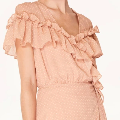 Shop Paisie Polka Dot Maxi Wrap Dress With Ruffle Details In Coral & White