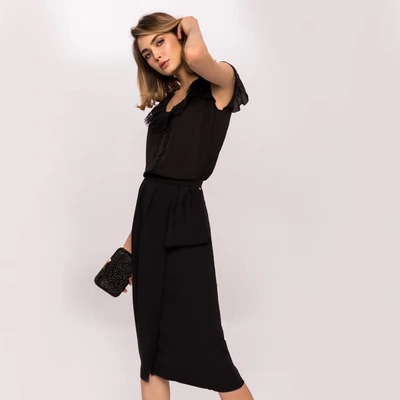 Shop Nissa Black Skirt With Lateral Fold