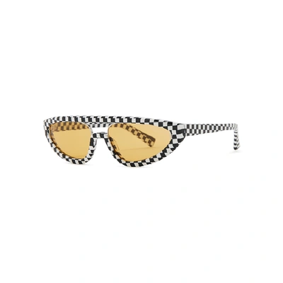 Shop Alain Mikli Checked Cat-eye Sunglasses In Black