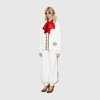 Shop Gucci Technical Jersey Cardigan In White