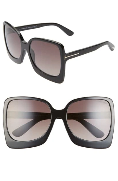 Shop Tom Ford Emanuella Rx-able 60mm Square Sunglasses In Black/ Grey Smoke