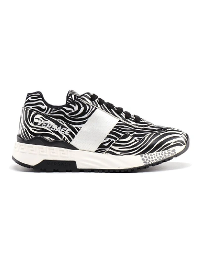 Shop Versace Printed Zebra Sneaker In Bianco Nero