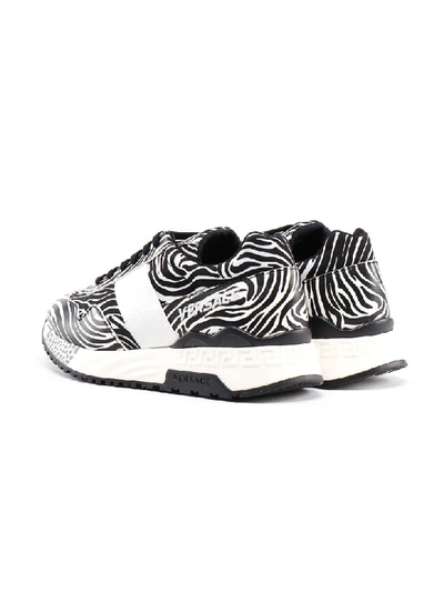 Shop Versace Printed Zebra Sneaker In Bianco Nero
