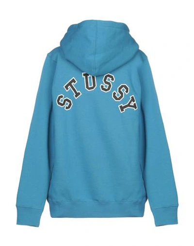 Shop Stussy Hooded Sweatshirt In Turquoise