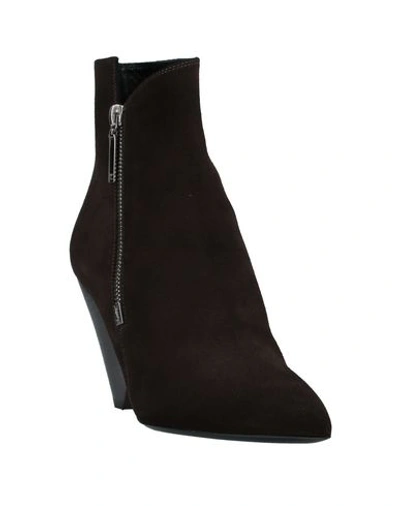 Shop Saint Laurent Ankle Boots In Dark Brown