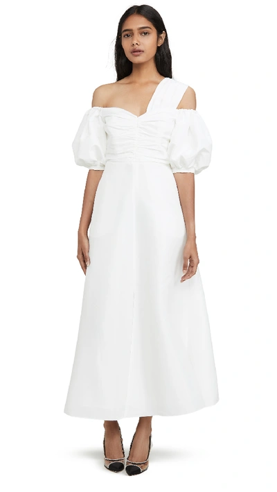 Shop Self-portrait Ivory Taffeta Dress In White