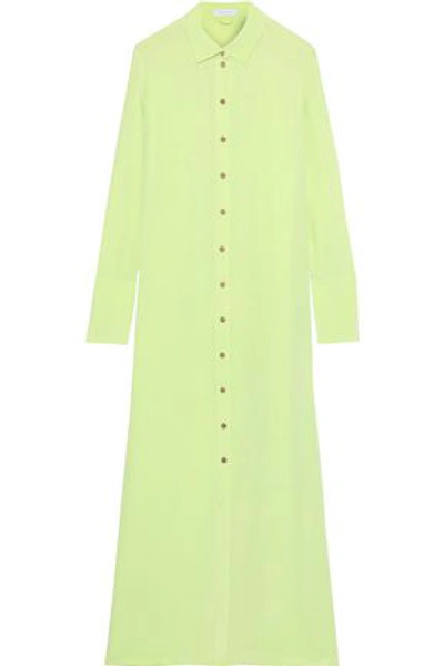 Shop Olivia Von Halle Silk Nightdress In Chartreuse