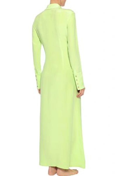 Shop Olivia Von Halle Silk Nightdress In Chartreuse