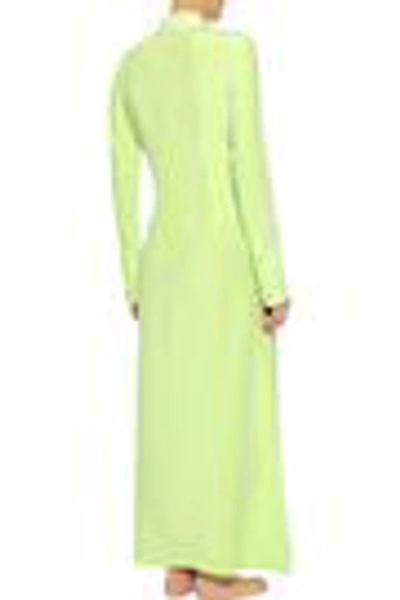 Shop Olivia Von Halle Silk Nightdress In Chartreuse