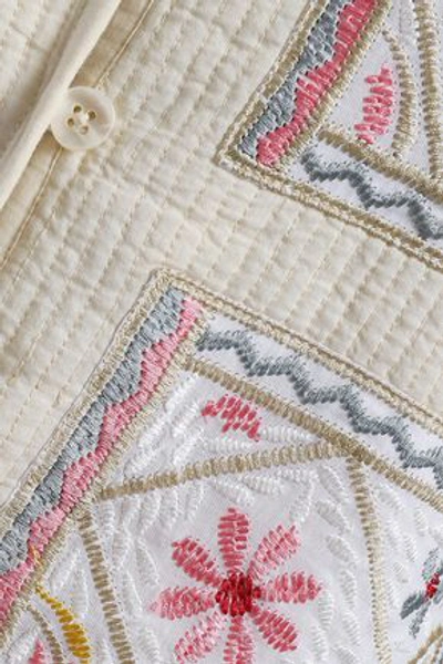 Shop Antik Batik Woman Embroidered Quilted Cotton Jacket Cream