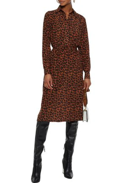 Shop Antik Batik Woman Gart Belted Leopard-print Silk Shirt Dress Animal Print