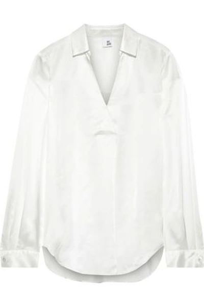 Shop Iris & Ink Lova Silk-satin Blouse In Off-white