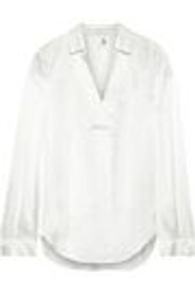 Shop Iris & Ink Lova Silk-satin Blouse In Off-white