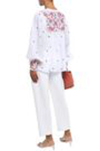 Shop Antik Batik Lilou Embellished Cotton-voile Blouse In White