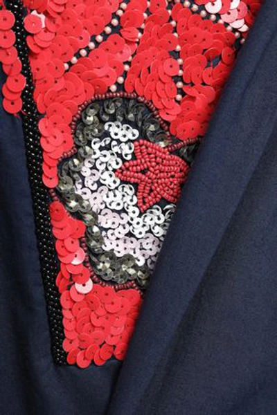 Shop Antik Batik Chacha Embellished Cotton-poplin Dress In Navy