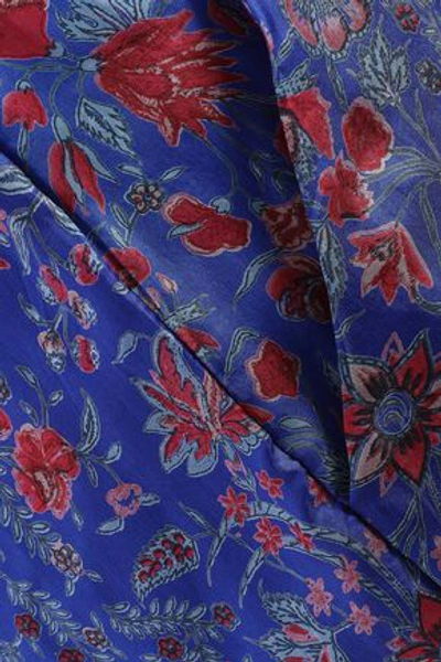 Shop Antik Batik Woman Floral-print Silk Crepe De Chine Straight-leg Pants Cobalt Blue