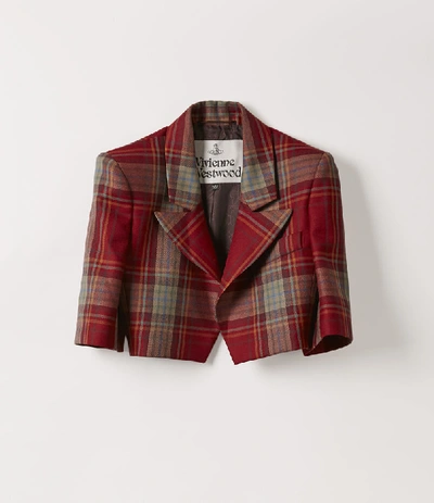 Shop Vivienne Westwood Cropped Jacket Red Tartan
