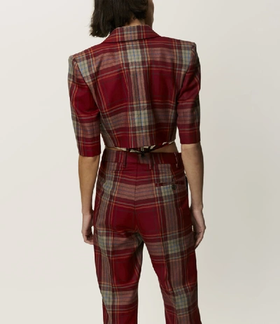 Shop Vivienne Westwood Cropped Jacket Red Tartan