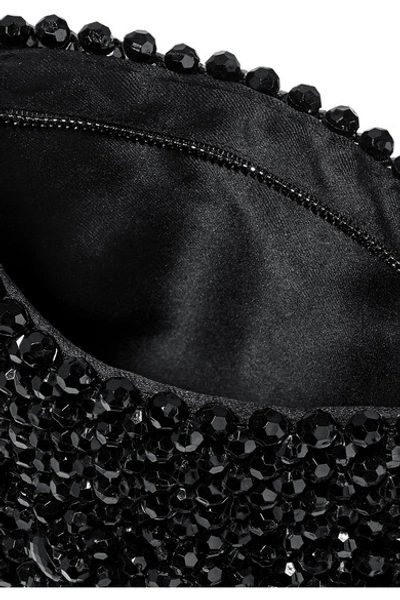 Shop Loeffler Randall Mira Beaded Satin Shoulder Bag In Black
