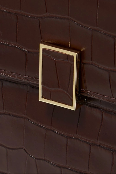 Shop Loeffler Randall Tani Mini Croc-effect Leather Tote In Dark Brown