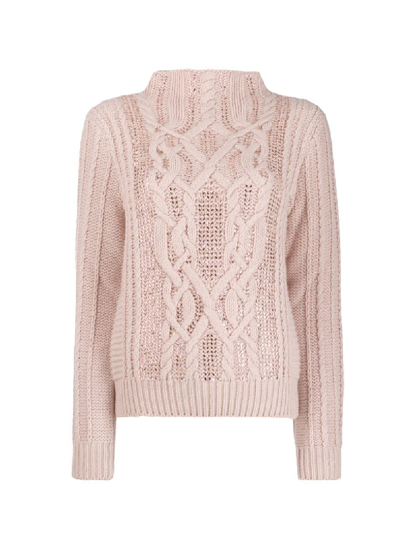 Ermanno Scervino Long-sleeve Knitted Sweater In 61320 Nude | ModeSens