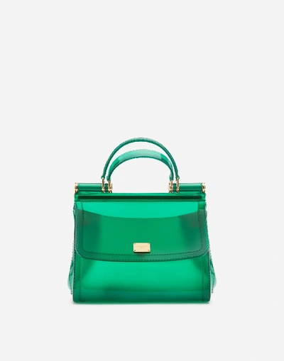 Shop Dolce & Gabbana Small Sicily Bag In Semi-transparent Rubber In Green