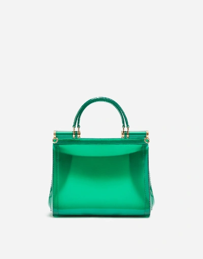 Shop Dolce & Gabbana Small Sicily Bag In Semi-transparent Rubber In Green