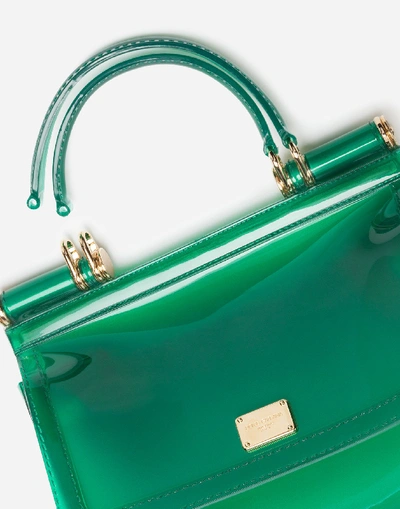 Shop Dolce & Gabbana Small Sicily Bag In Semi-transparent Rubber In Green