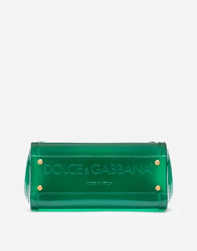 Shop Dolce & Gabbana Small Sicily Bag In Semi-transparent Rubber In Green