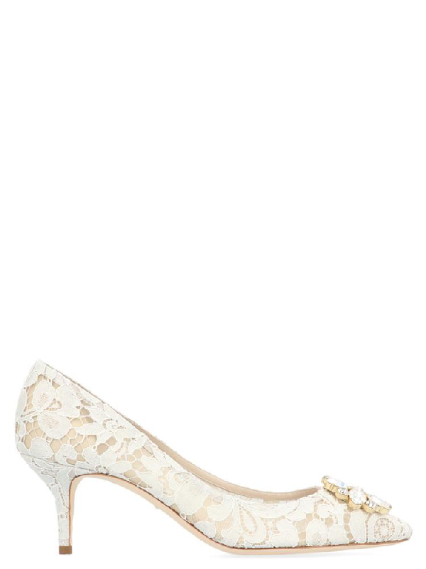 dolce & gabbana bellucci embellished lace pumps