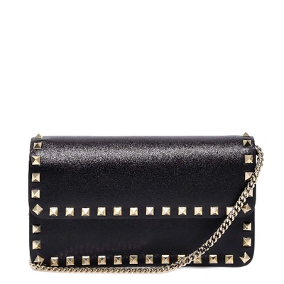 Shop Valentino Garavani Rockstud Chain Pouch Bag In Black