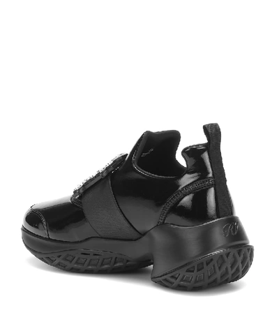 Shop Roger Vivier Viv' Run Leather Sneakers In Black