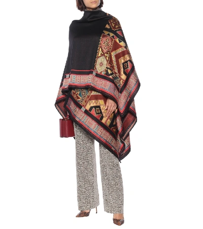 Shop Etro Wool-blend Poncho In Multicoloured
