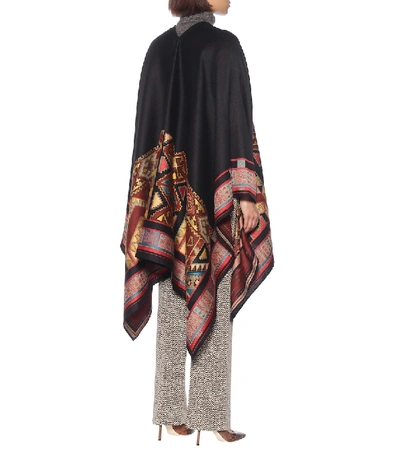 Shop Etro Wool-blend Poncho In Multicoloured