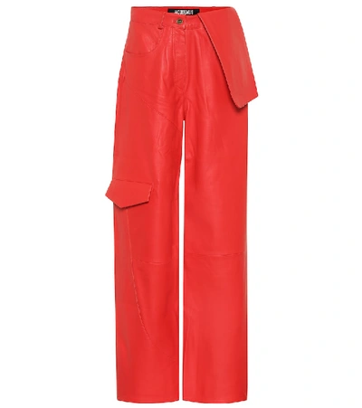 Shop Jacquemus Le Pantalon De Nîmes Leather Pants In Red