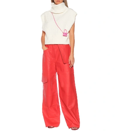 Shop Jacquemus Le Pantalon De Nîmes Leather Pants In Red