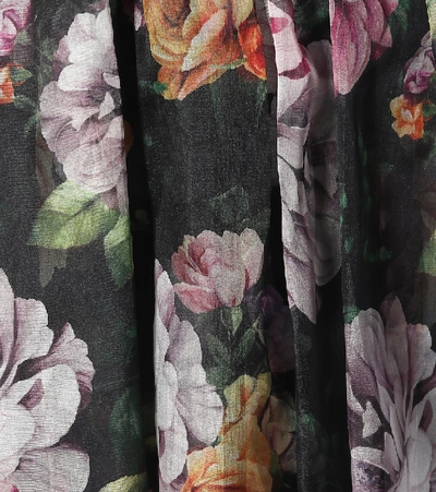 Shop Dolce & Gabbana Floral Silk-chiffon Midi Skirt In Black