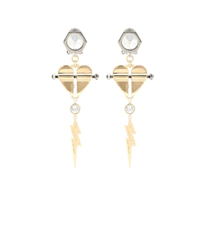 Shop Prada Crystal-embellished Clip-on Earrings In Gold